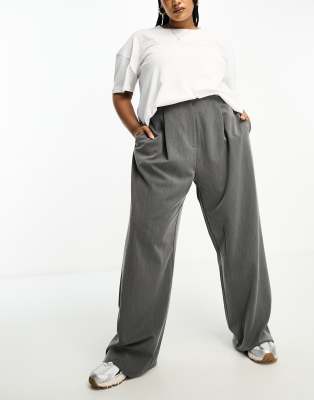 ASOS DESIGN dad pants with asymmetric waist in gray