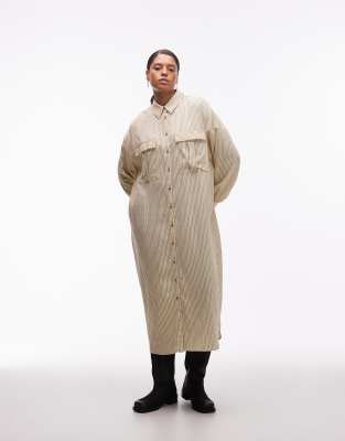 ASOS DESIGN Curve - Relaxed-Fit-Hemdkleid in Maxilänge mit Taschen-Gelb