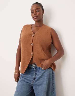 ASOS DESIGN Curve relaxed fit vest in chocolate-Brown