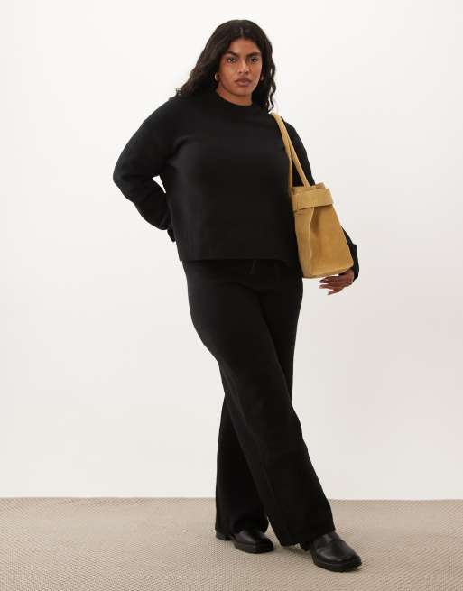 ASOS DESIGN Curve relaxed jumper with side split detail in black, 2 of 4