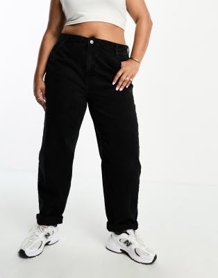 Asos Curve Asos Design Curve Relaxed Mom Jeans In Black In Black