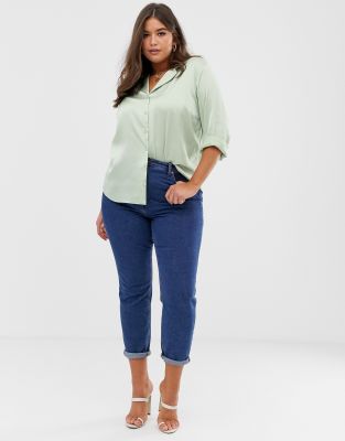 asos design relaxed satin long sleeve shirt