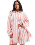 [ASOS Curve] ASOS DESIGN Curve relaxed shirt in red deckchair stripe-Multi 24 Stripe