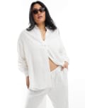 [ASOS DESIGN] ASOS DESIGN Curve relaxed shirt with linen in white 30 White