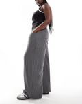 [ASOS DESIGN] ASOS DESIGN Curve relaxed straight leg pants with 5 pocket detail in grey stripe 24 Grey Stripe