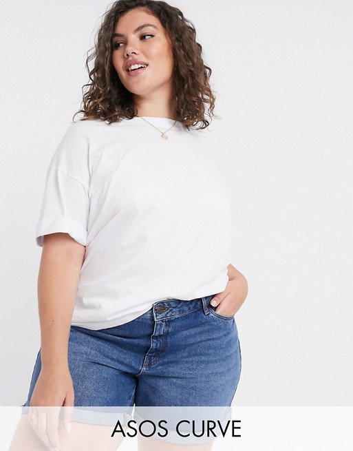 ASOS DESIGN Curve relaxed t-shirt with roll sleeve in white