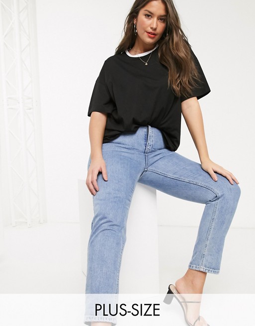 ASOS DESIGN Curve relaxed t-shirt with tipped neck in black