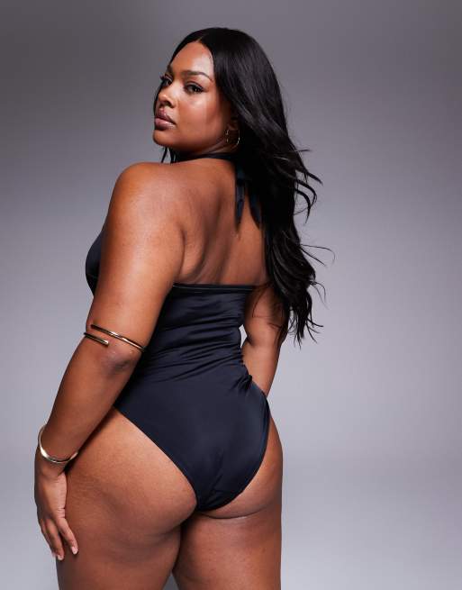 ASOS DESIGN Curve - Revenge - Maillot 1 pièce noué autour du cou - Noir, 4 de 4
