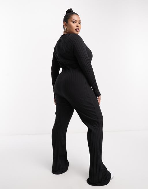 Long Sleeve Ribbed Unitard - Black – FB LONDON