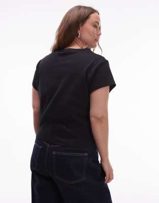 Asos Curve Asos Design Curve Ribbed Baby Tee With Misfits Band Graphic In Black