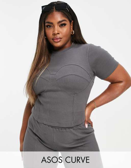 ASOS DESIGN Curve ribbed corset top