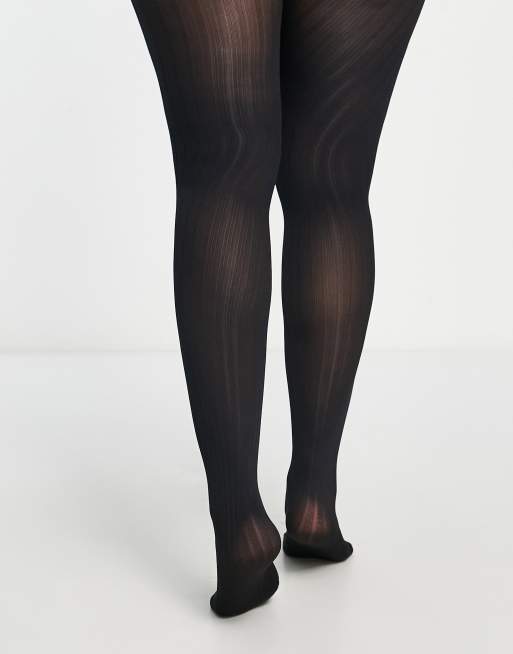 ASOS Design Curve Ribbed Tights in Black