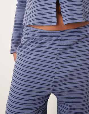Asos Curve Asos Design Curve Ribbed Wide Leg Pants In Blue