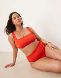 [ASOS Curve] ASOS DESIGN Curve Riddy rib crop bikini top in red-Pink 16 Red