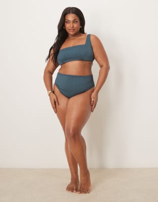 ASOS CURVE ASOS DESIGN CURVE RIDDY RIBBED CROP BIKINI TOP 