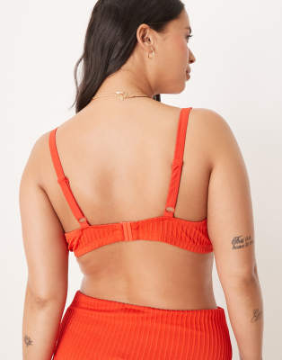Asos Curve Asos Design Curve Riddy Ribbed Underwire Bikini Top