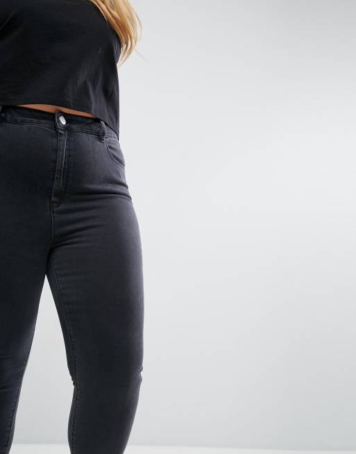 ASOS DESIGN Curve Ridley – Czarne dopasowane jeansy z podwyższonym stanem, 3 z 4