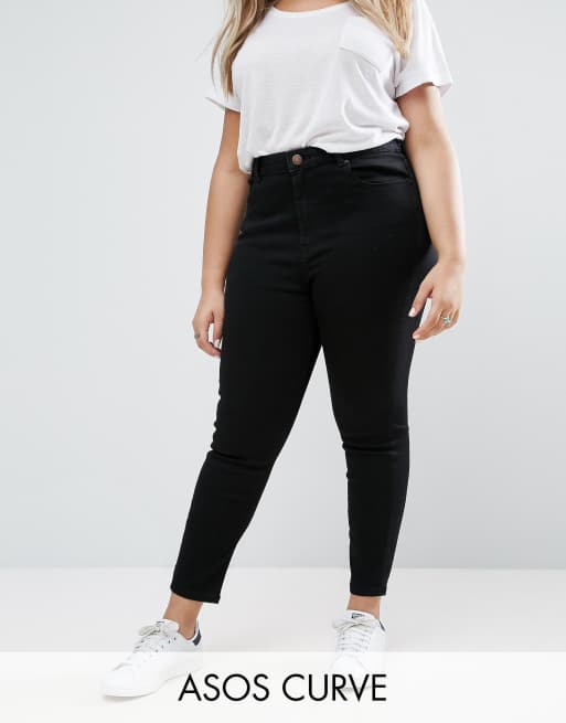 ASOS DESIGN Curve – Ridley – Czarne obcisłe jeansy