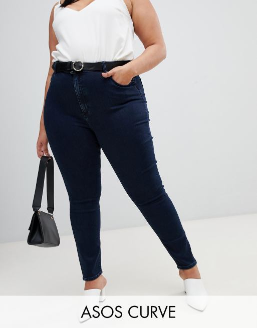 ASOS Curve ASOS DESIGN Curve Ridley high waist skinny jeans in dark