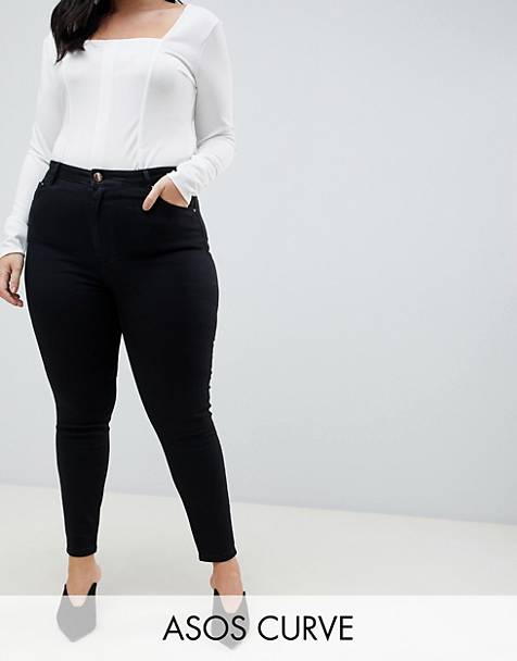 Asos design ridley high waist skinny jeans in clean black