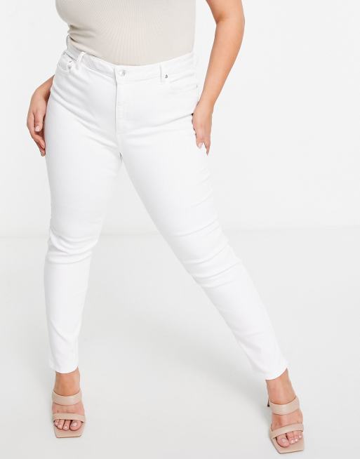 ASOS DESIGN Curve - Ridley højtaljede Skinny-jeans i hvid, 4 af 4