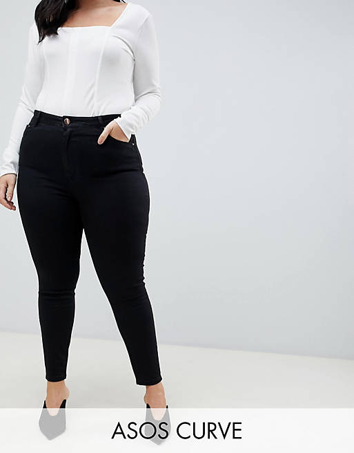 ASOS DESIGN Curve - Ridley - Jean skinny à taille haute - Noir pur