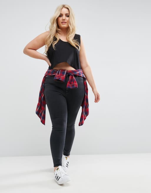 ASOS DESIGN Curve - Ridley - Jean skinny à taille haute - Noir délavé, 4 de 4
