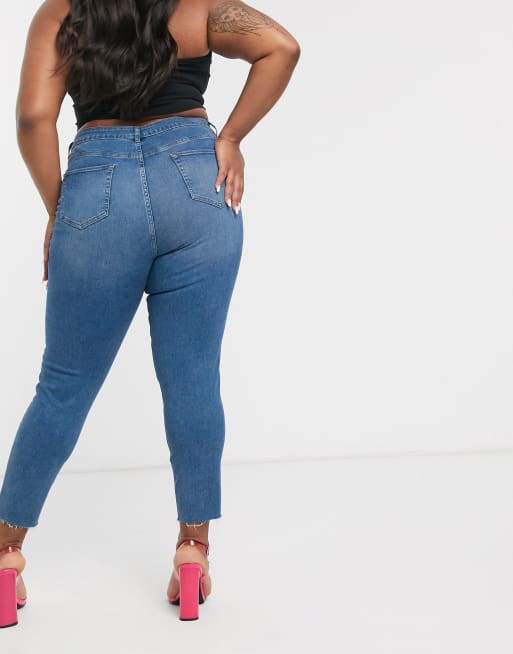 ASOS DESIGN Curve – Ridley – Mellanblå skinny jeans med revor, 2 av 4