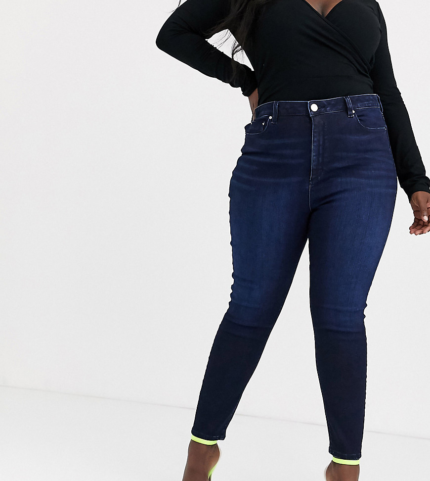 ASOS DESIGN Curve – Ridley – Svartblå skinny jeans med hög midja