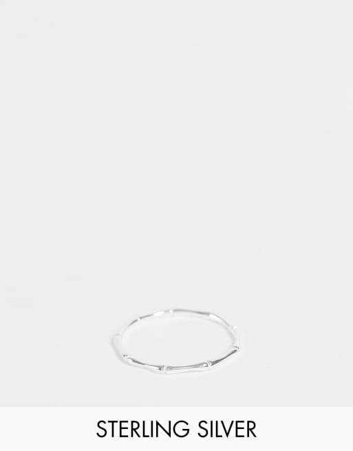 ASOS DESIGN Curve – Ring aus Sterlingsilber mit zartem Bambus-Design