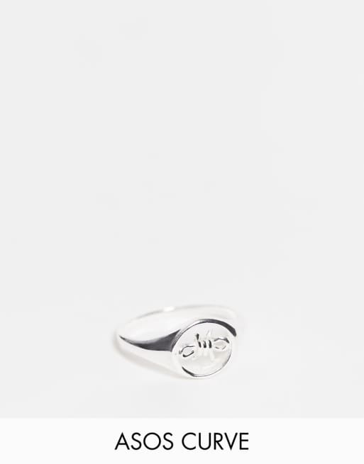 ASOS DESIGN Curve – Ring i sterlingsilver med taggtrådsdesign