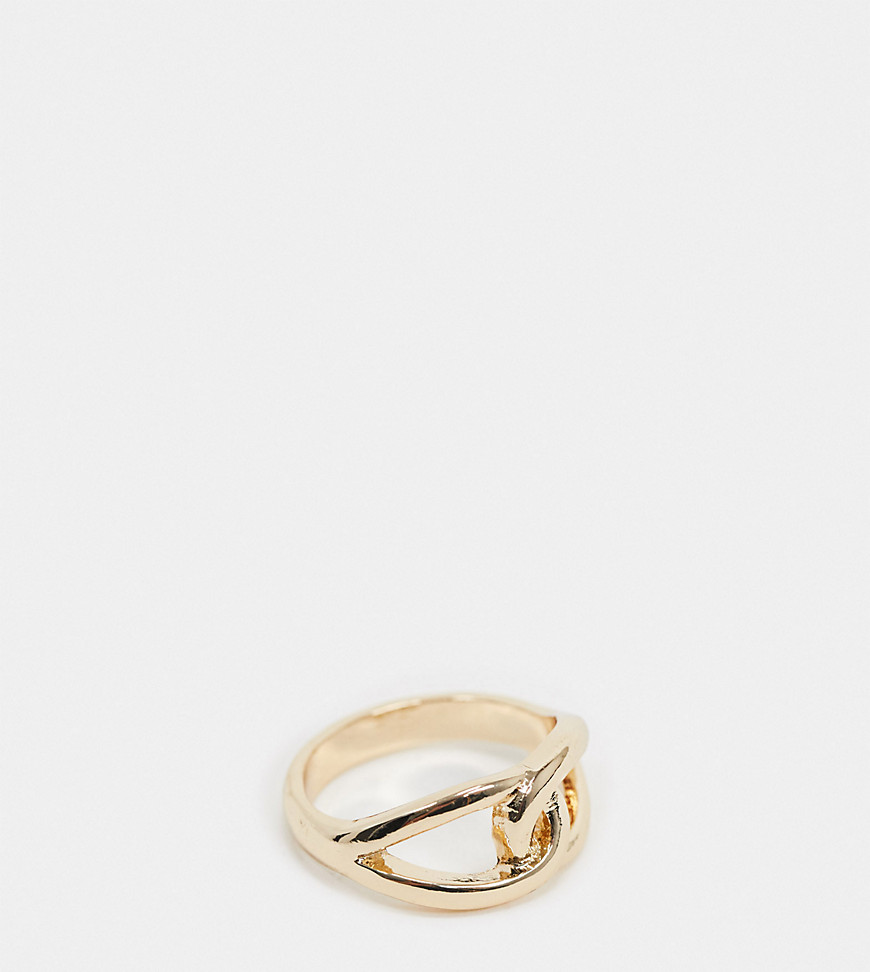 ASOS DESIGN Curve ring in linked design in gold tone