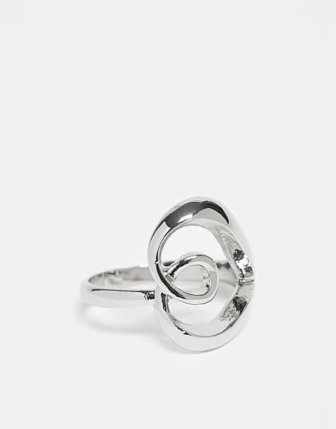 ASOS DESIGN Curve – Ring in Silberoptik mit großem Herz-Design - view 1