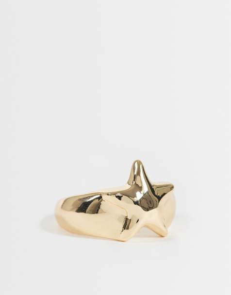 ASOS DESIGN Curve ring med stjernedesign i sølvfarvet finish - view 1