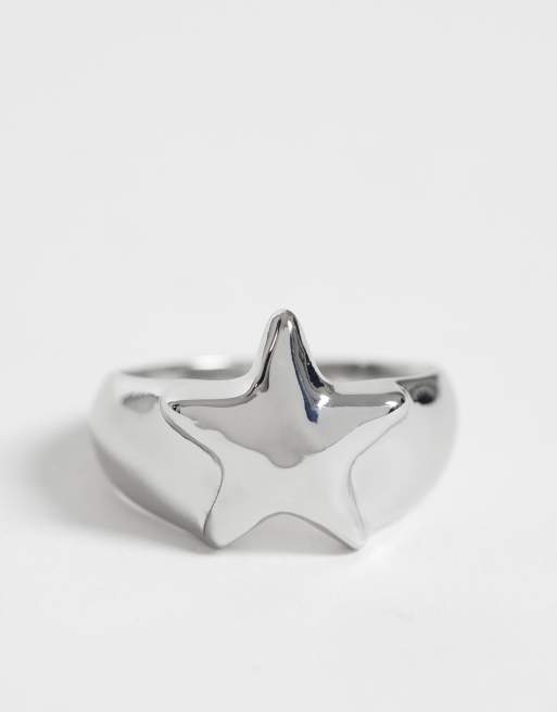 ASOS DESIGN Curve ring med stjernedesign i sølvfarvet finish, 3 af 3