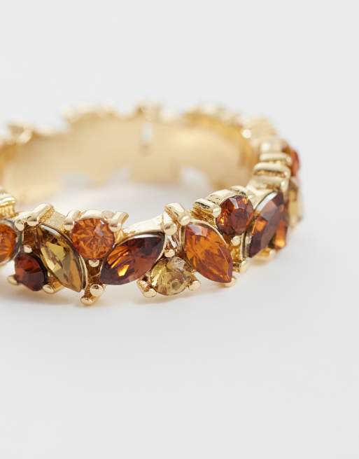 ASOS DESIGN Curve - Ring met amberhars in goudkleur met cadeauzakje, 2 van 3