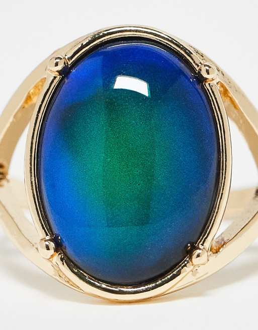 ASOS DESIGN Curve - Ring met moodstone in goudkleur, 2 van 4