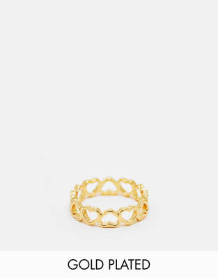 ASOS DESIGN Curve - Ring mit 14-Karat-Vergoldung in Gold mit herzförmigen Zierausschnitten-Goldfarben