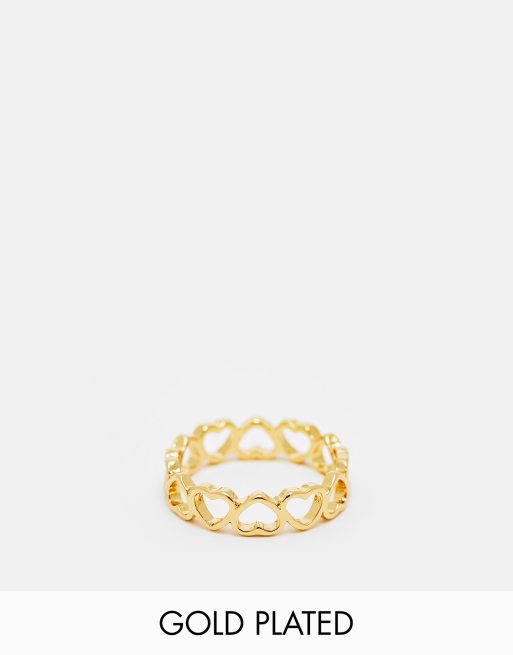 ASOS DESIGN Curve – Ring mit 14-Karat-Vergoldung in Gold mit herzförmigen Zierausschnitten