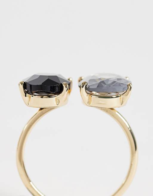 ASOS DESIGN Curve Ring mit doppelter Steinfassung in Goldoptik, 3 von 3
