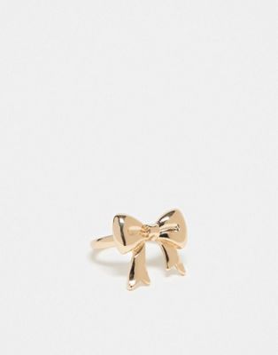 ASOS DESIGN Curve ring with bow detail in gold tone