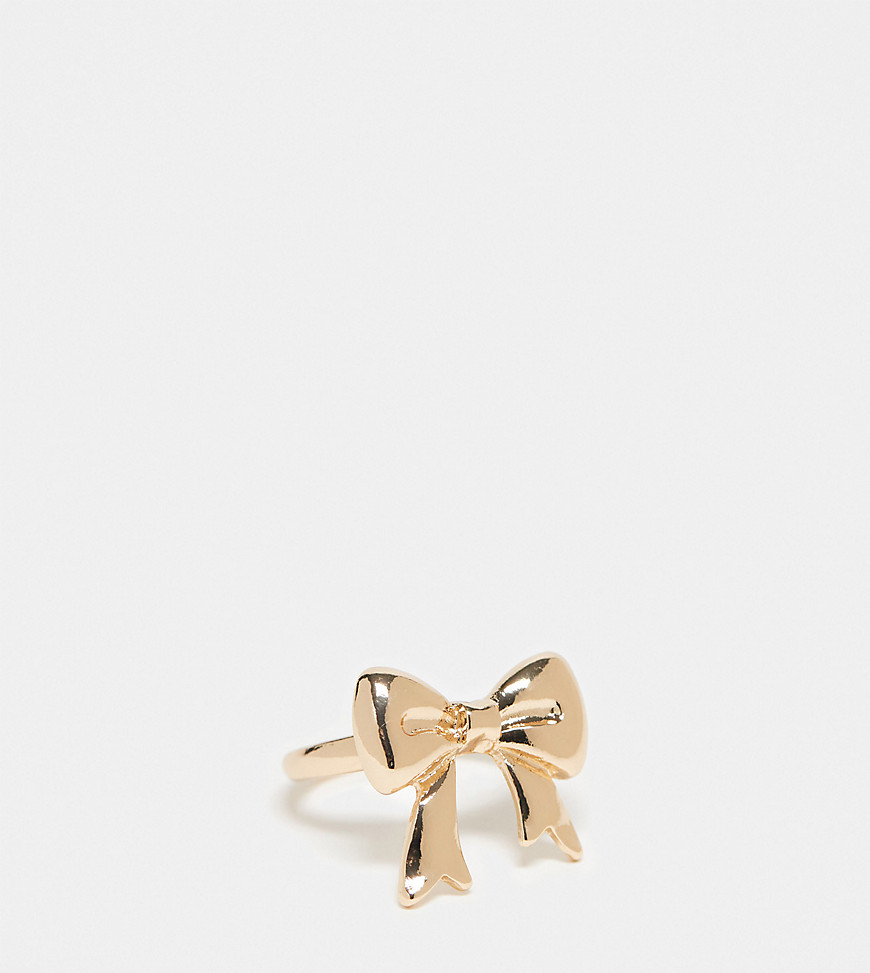 ASOS DESIGN Curve ring with bow detail in gold tone