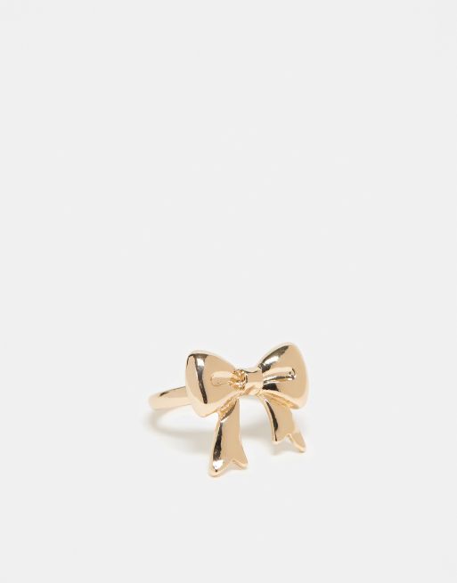  ASOS DESIGN Curve ring with bow detail in gold tone