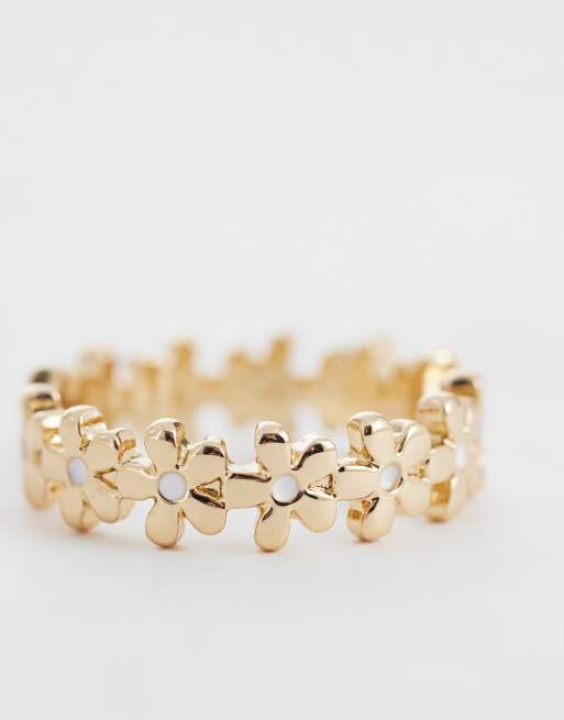 ASOS DESIGN Curve ring with mini flower in gold tone, 3 of 3