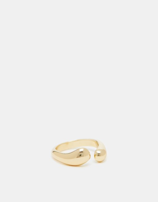 ASOS DESIGN Curve ring with open melt design in gold tone