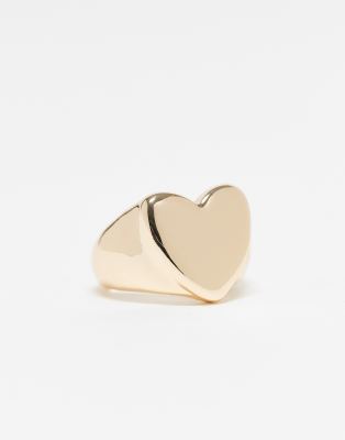 ASOS DESIGN Curve ring with puff heart detail in gold tone