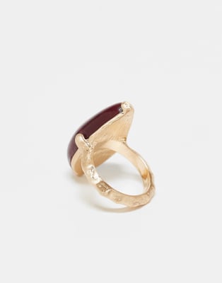 Asos Curve Asos Design Curve Ring With Semi Precious Stone Set In Gold