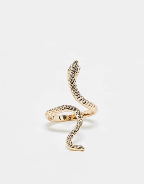 ASOS DESIGN Curve ring with snake design in gold tone - view 1