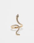 ASOS DESIGN Curve ring with snake design in gold tone