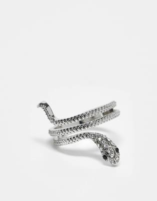 ASOS DESIGN Curve ring with wrap around snake detail in silver tone φωτογραφία